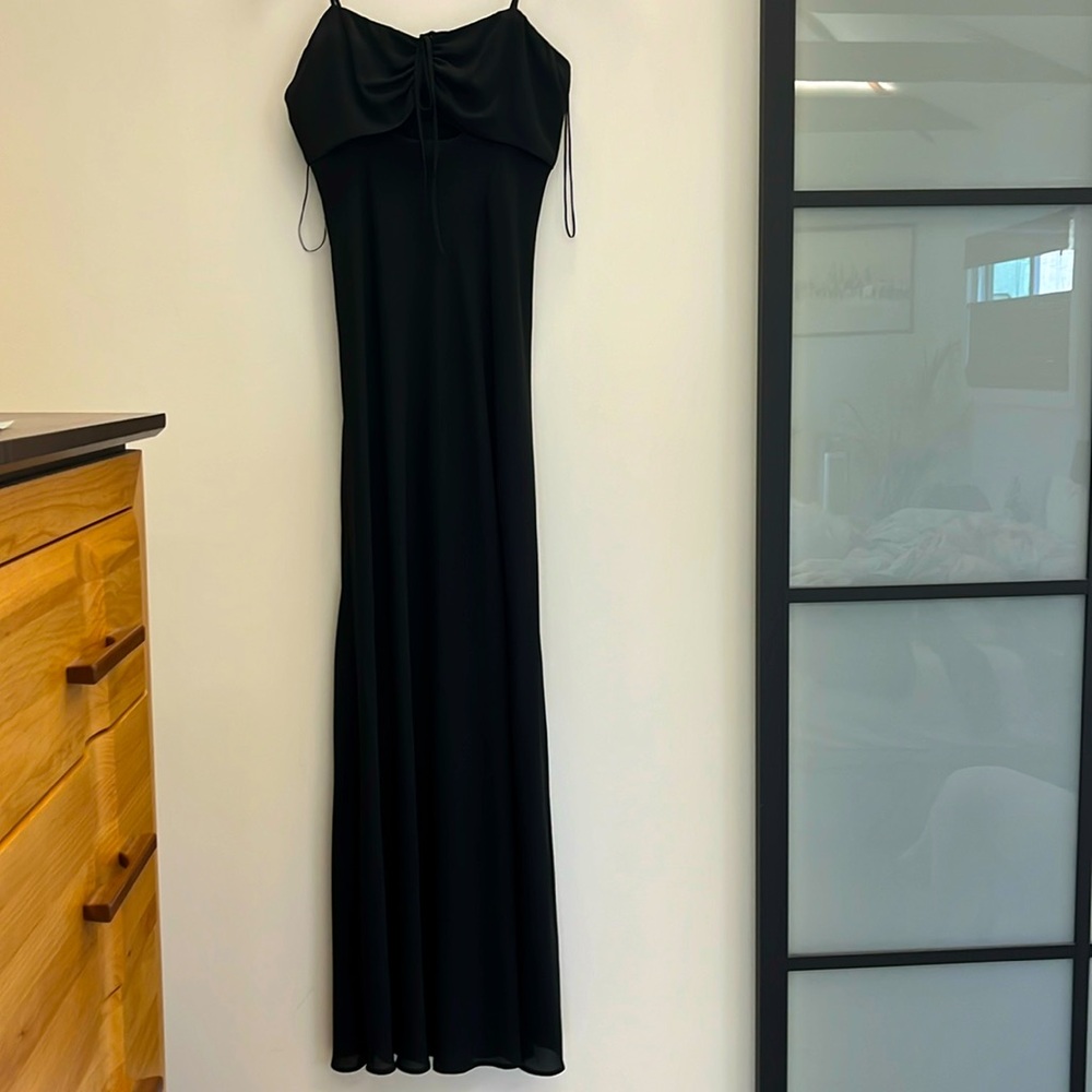 Maxi dress with keyhole check and side slit
